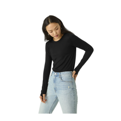 Women's Merino Wool Blend Crew Neck Long Sleeve T-Shirt