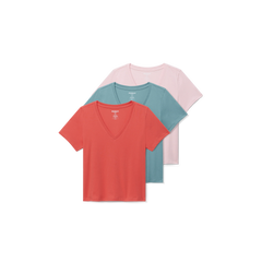 Women's Pima Cotton V-Neck T-Shirt 3-Pack
