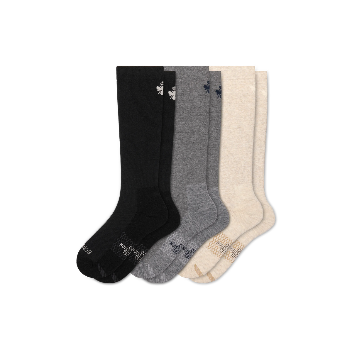 Women's Travel Compression Knee High Sock 3-Pack (15–20mmHg)
