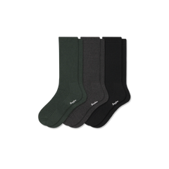 Men's Merino Cashmere Blend Fine Rib Calf Sock 3-Pack