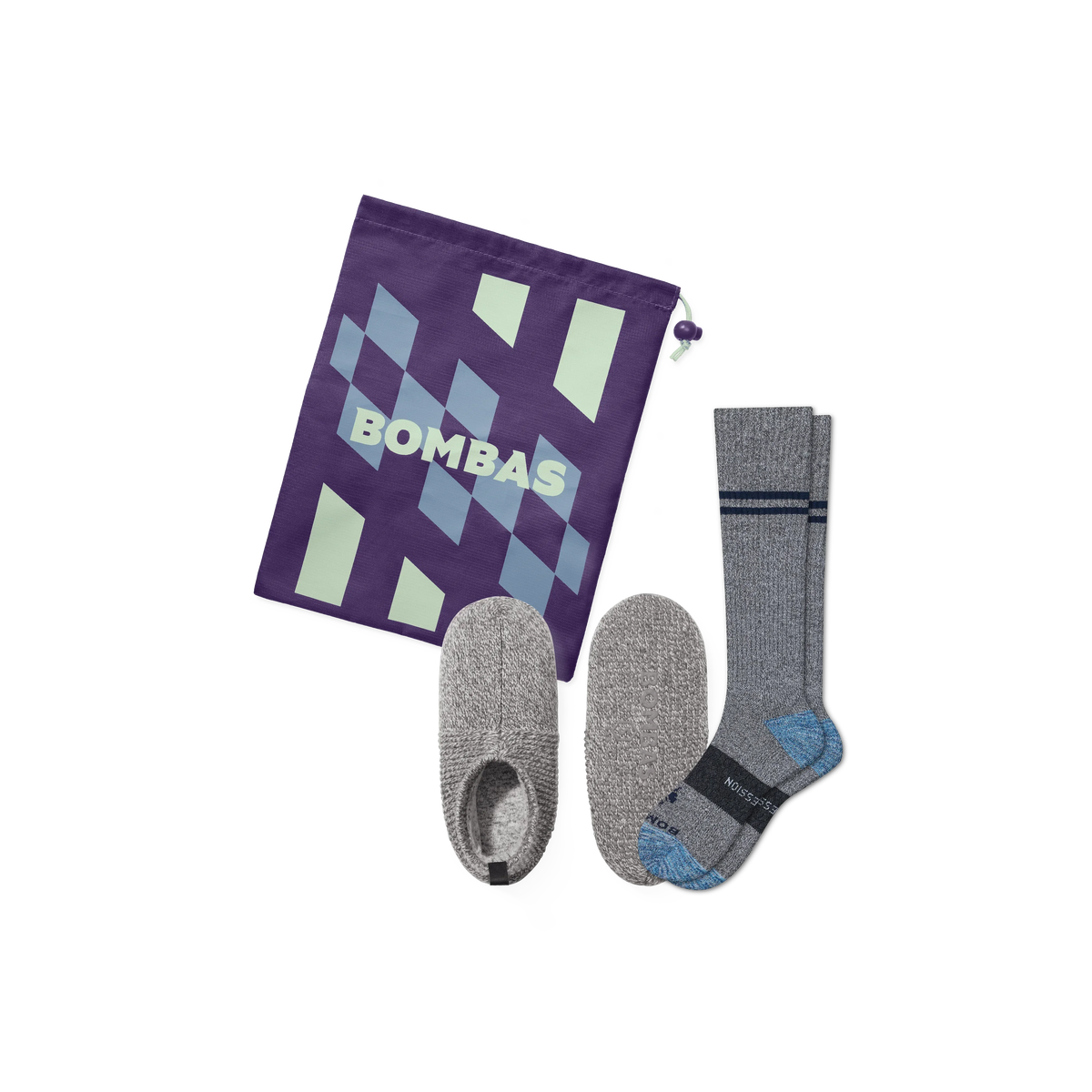 Women's Travel Compression Sock and Gripper Slipper 2-Pack