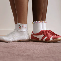 Bombas x Susan Alexandra Embellished Ruffle Rib Quarter Sock 2-Pack