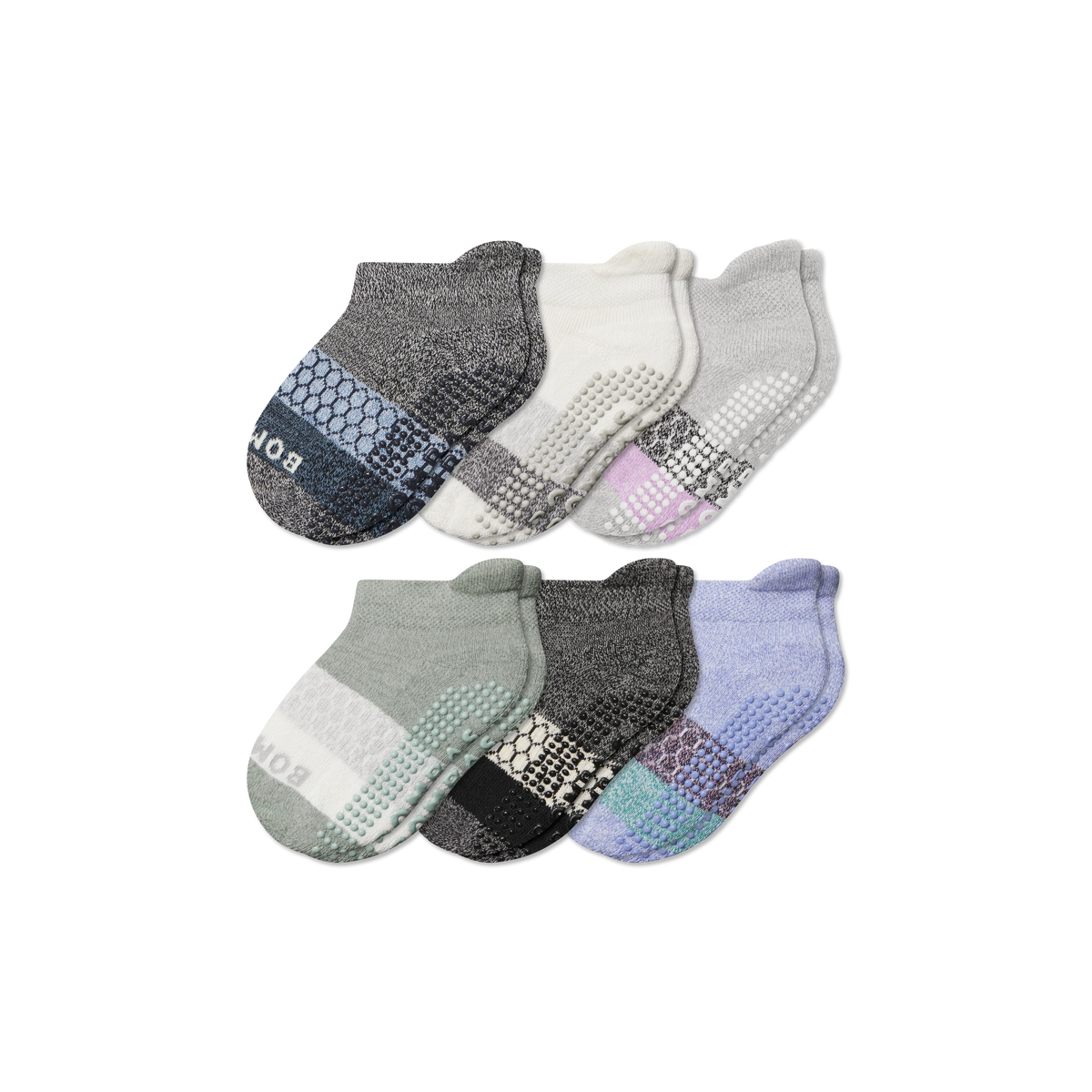 Toddler Tri-Block Gripper Ankle Sock 6-Pack