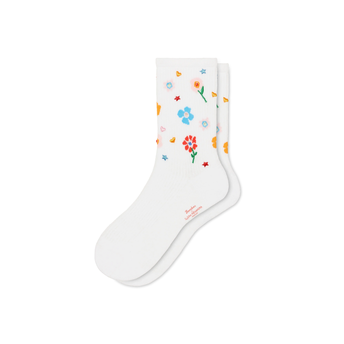 Bombas x Susan Alexandra Floral Embroidered Half Calf Socks