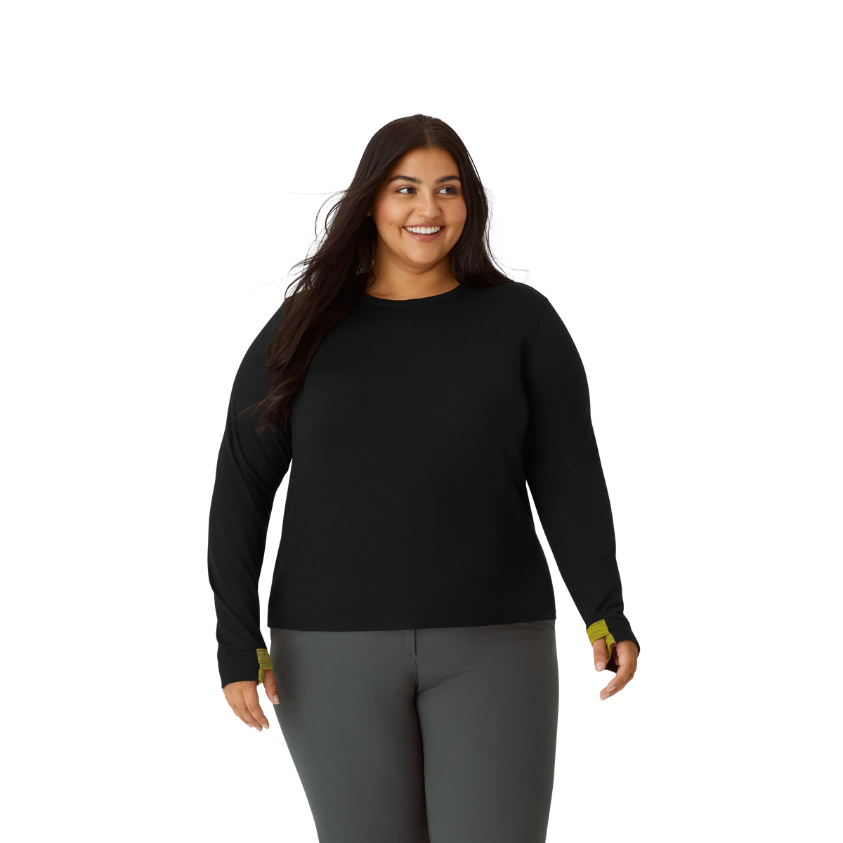 Women's Merino Wool Blend Crew Neck Long Sleeve T-Shirt