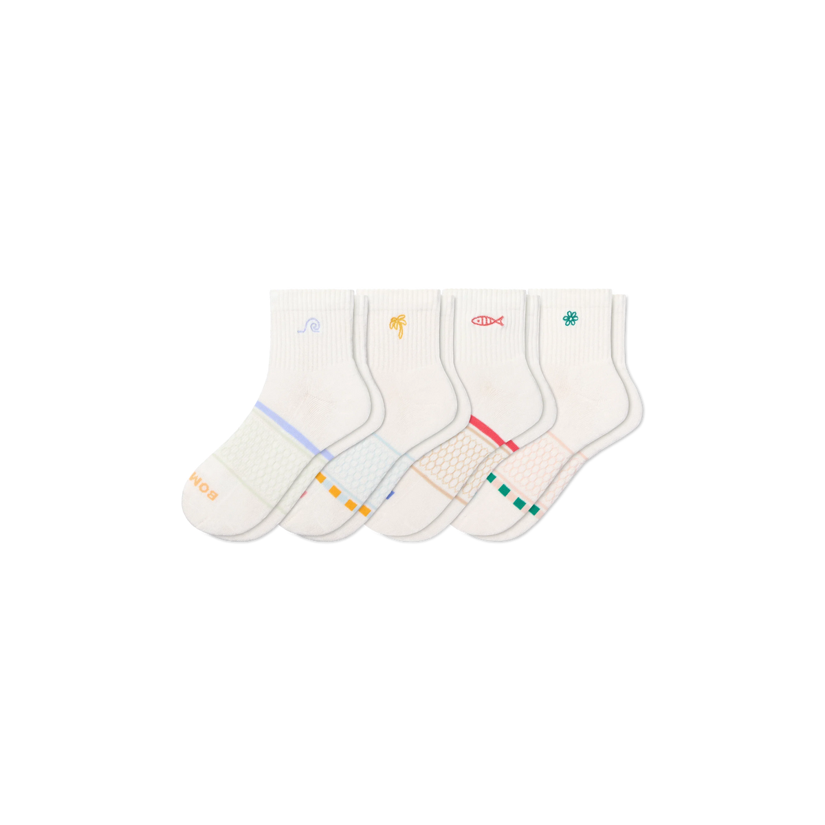 Women's Beach Day Embroidered Quarter Sock 4-Pack