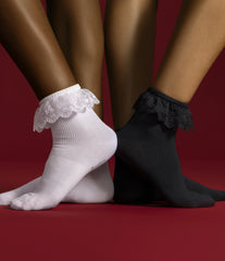 Women's Ruffle Lace Quarter Socks